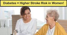 Diabetes Increases Stroke Risk in Women. Picture of a young latino female nursing aide assisting an older caucasian female in checking her blood sugar.